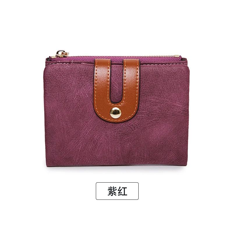 Billetera Corta de Cuero PU para Mujer con Gran Capacidad y Porta Tarjetas