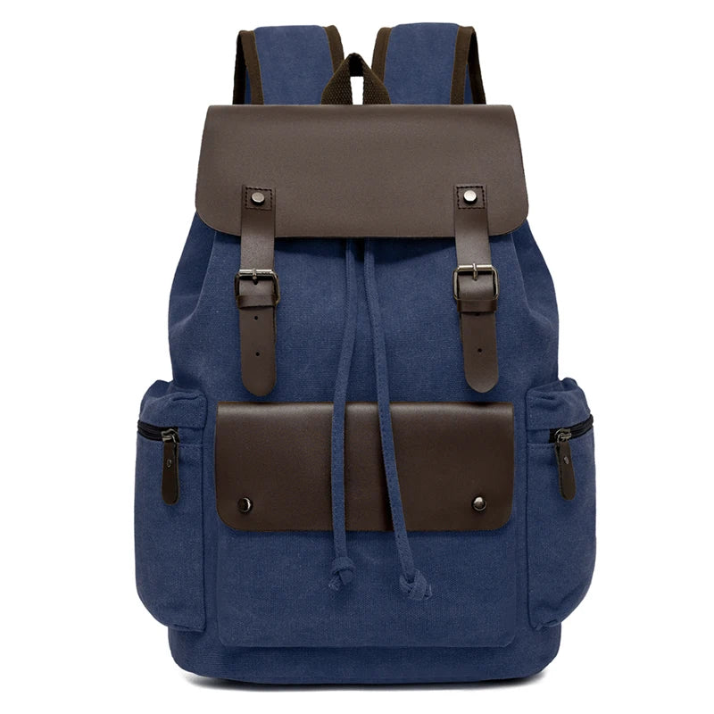 Mochila Canvas Hombre Laptop Retro Cordón Tapa Abatible