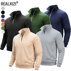 Sweat-shirt Homme Demi-Zip Col Montant Couleur Unie