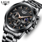 Montre homme LIGE Business Quartz Chronographe Lumineuse Étanche 3ATM + Boîte Cadeau