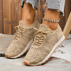 Chaussures de Tennis Respirantes Confortables Souples en Maille pour Femme avec Lacets