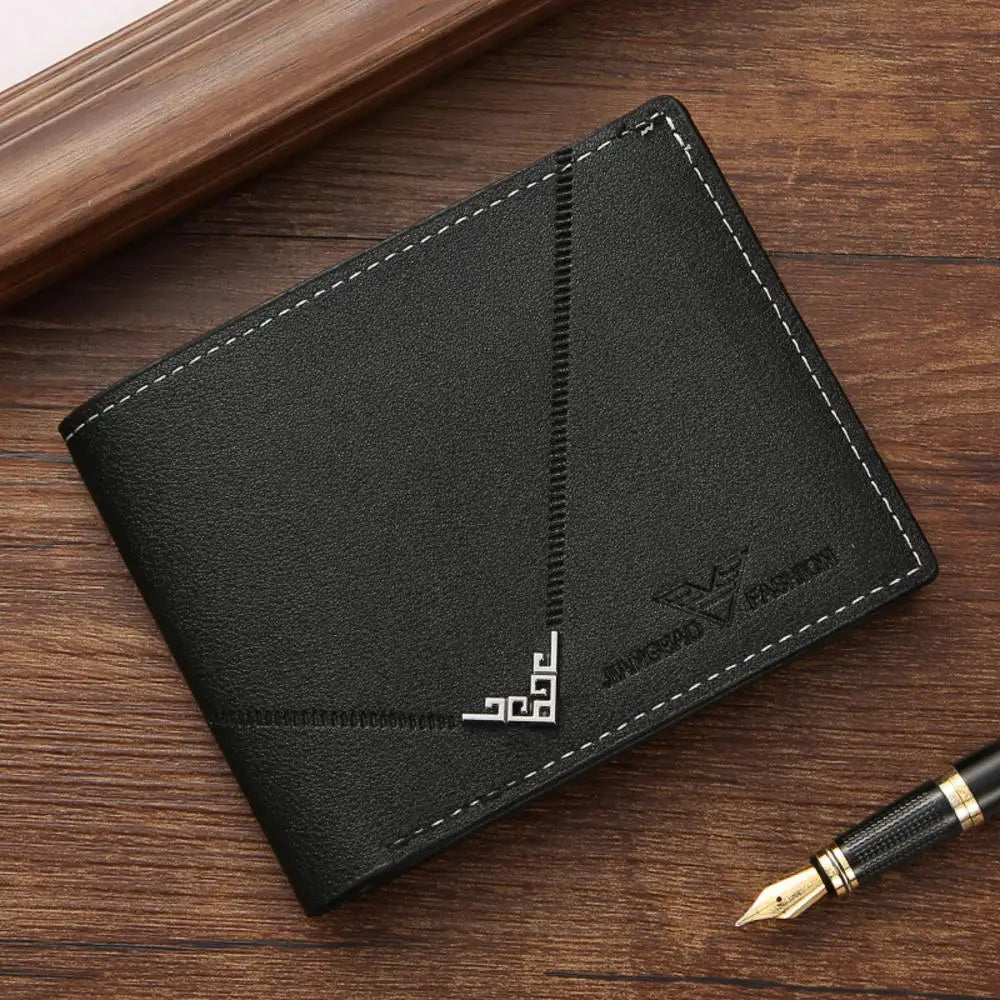 Billetera Delgada de Cuero PU Para Hombre Gran Capacidad