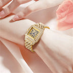 Montre de luxe dorée avec diamants Hip Hop pour femme