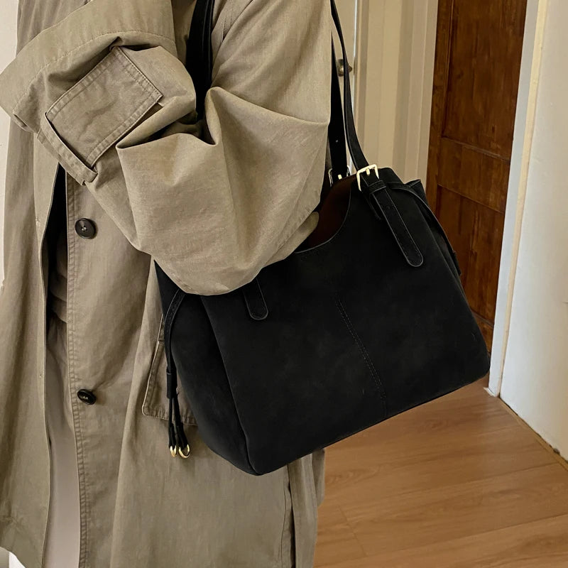 Bolso Tote de Gamuza para Mujer Retro Minimalista