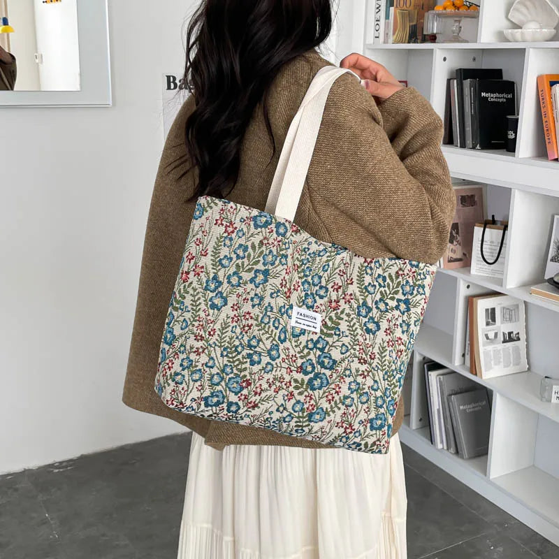 Bolso Tote Mujer Pana Estilo Hombro Universidad