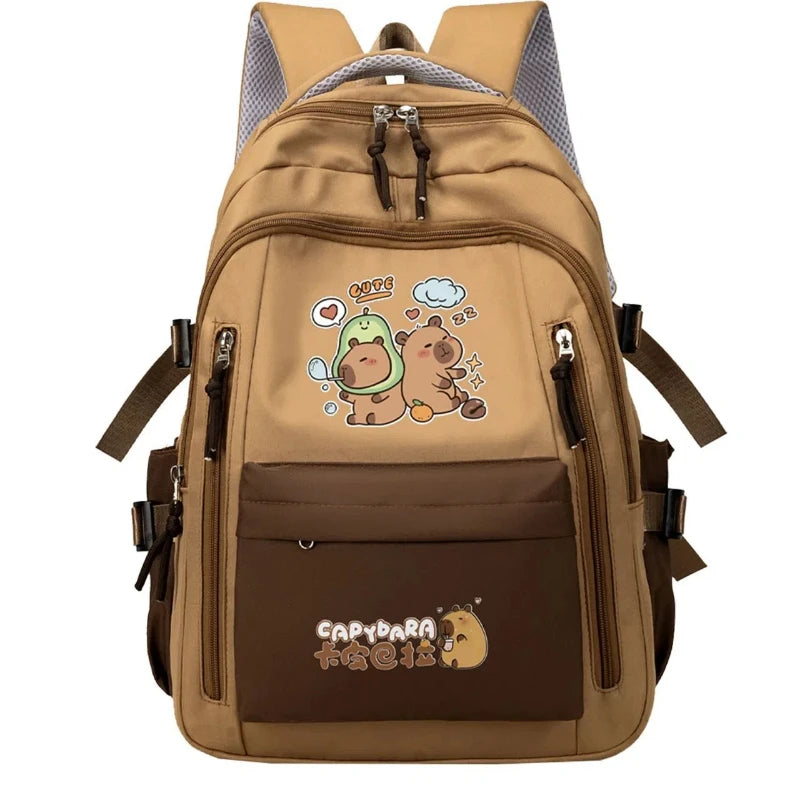 Mochila Escolar Kawaii Capybara – Set 3 Piezas para Niñas