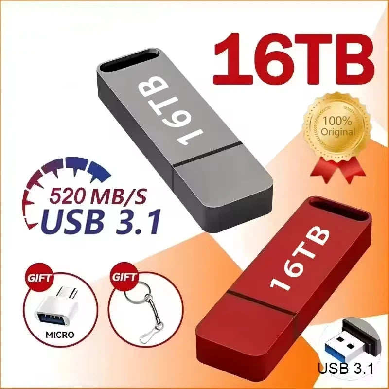 Pen Drive Original 16TB USB 3.2 Alta Velocidad Tipo C Metal