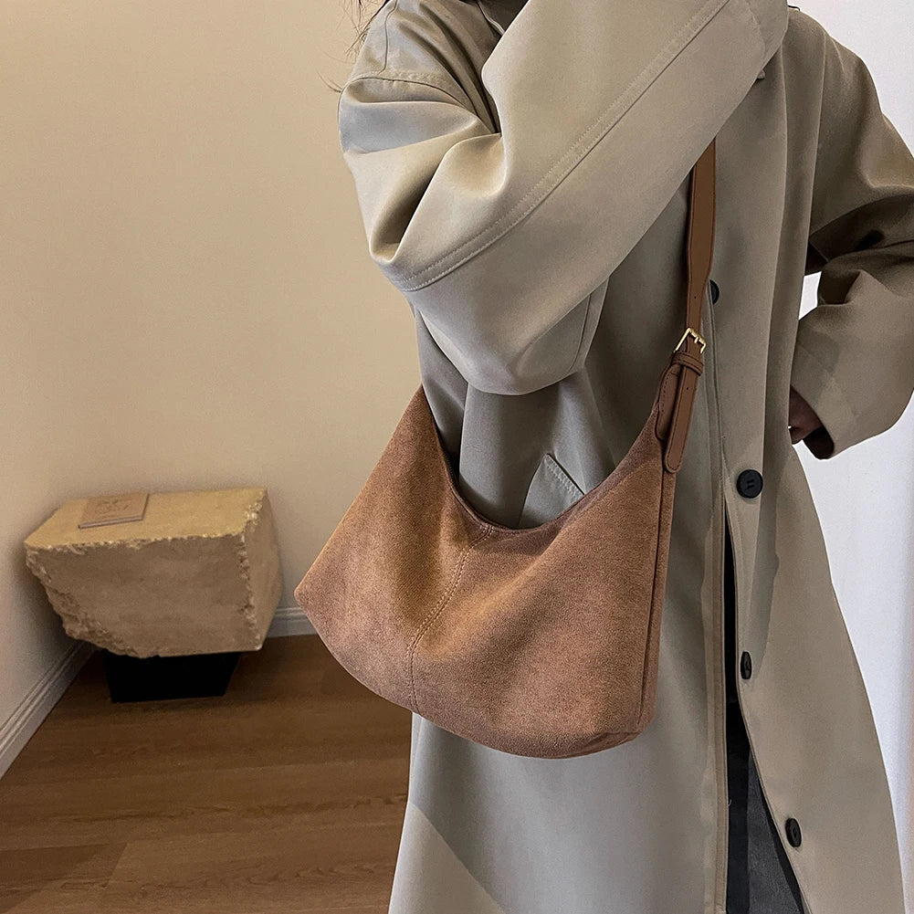 Bolso Gamuza Vintage Cruzado Hombro Lujo Casual