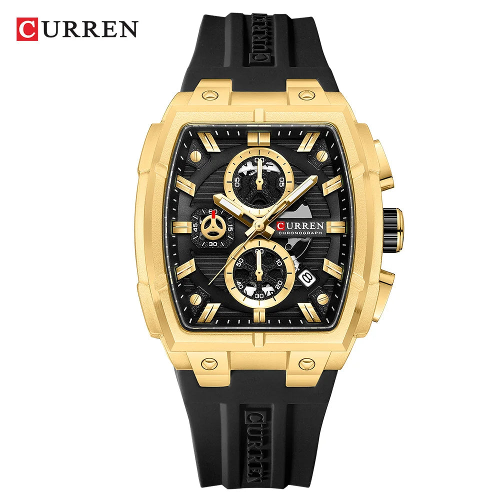 Reloj Deportivo CURREN 8488 de Cuarzo Para Hombre con Calendario, Correa de Silicona
