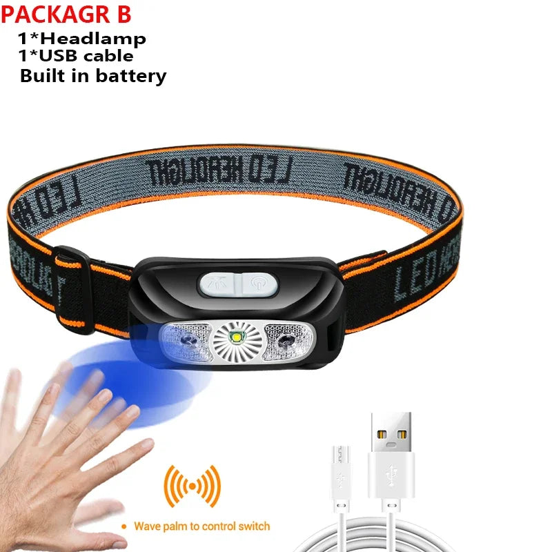Linterna Frontal LED de Alta Potencia con Sensor