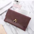 Portefeuille en cuir PU pour femme avec bouton-pression et porte-monnaie
