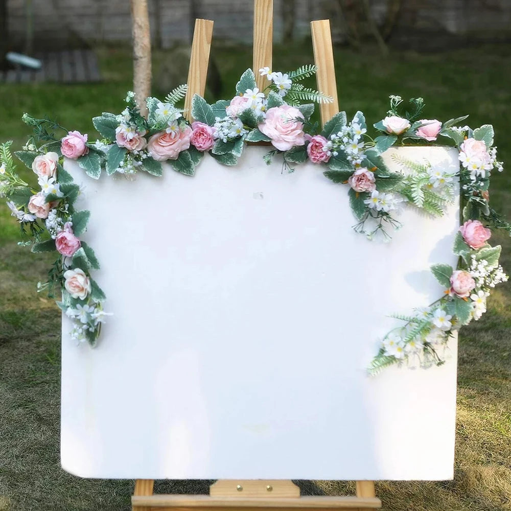 Guirnalda de Flores Artificiales 175cm Rosas Peonías y Margaritas