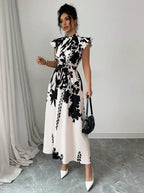 Robe élégante noir et blanc pour femme, pour le travail ou les rendez-vous
