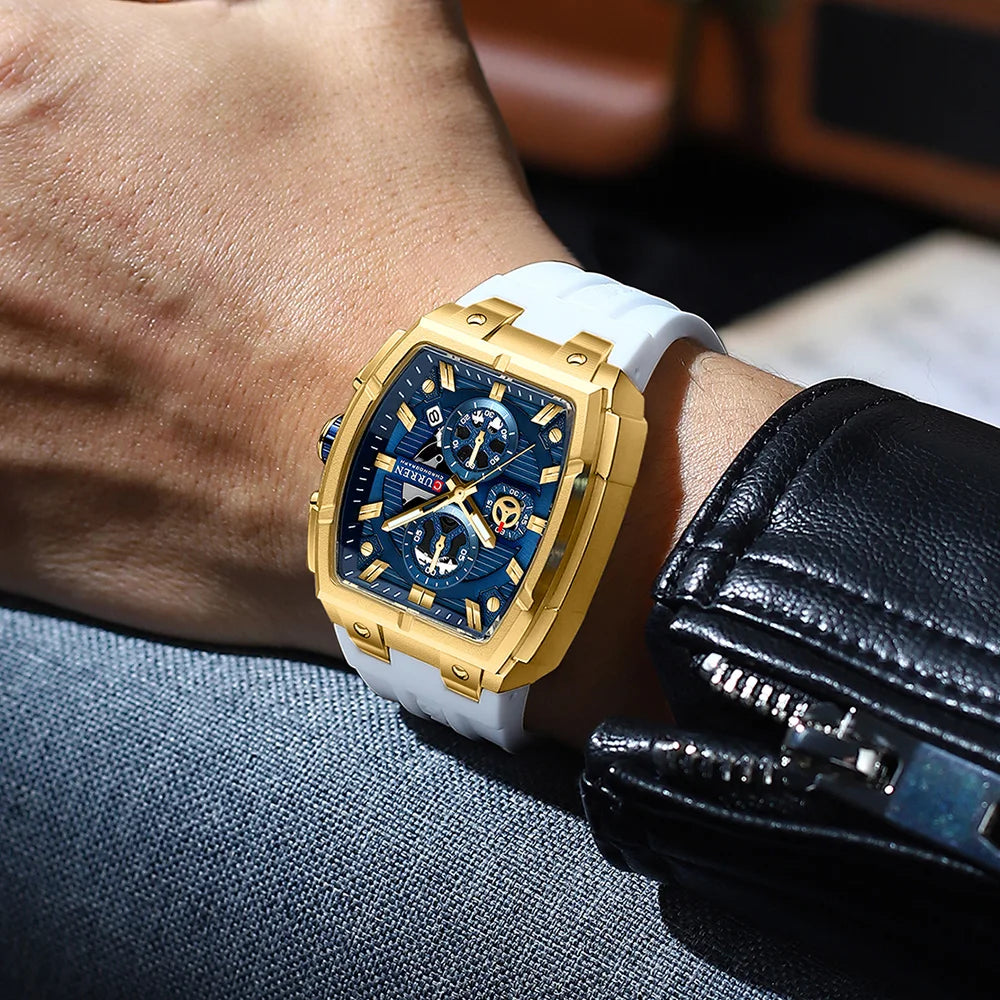 Reloj Deportivo CURREN 8488 de Cuarzo Para Hombre con Calendario, Correa de Silicona