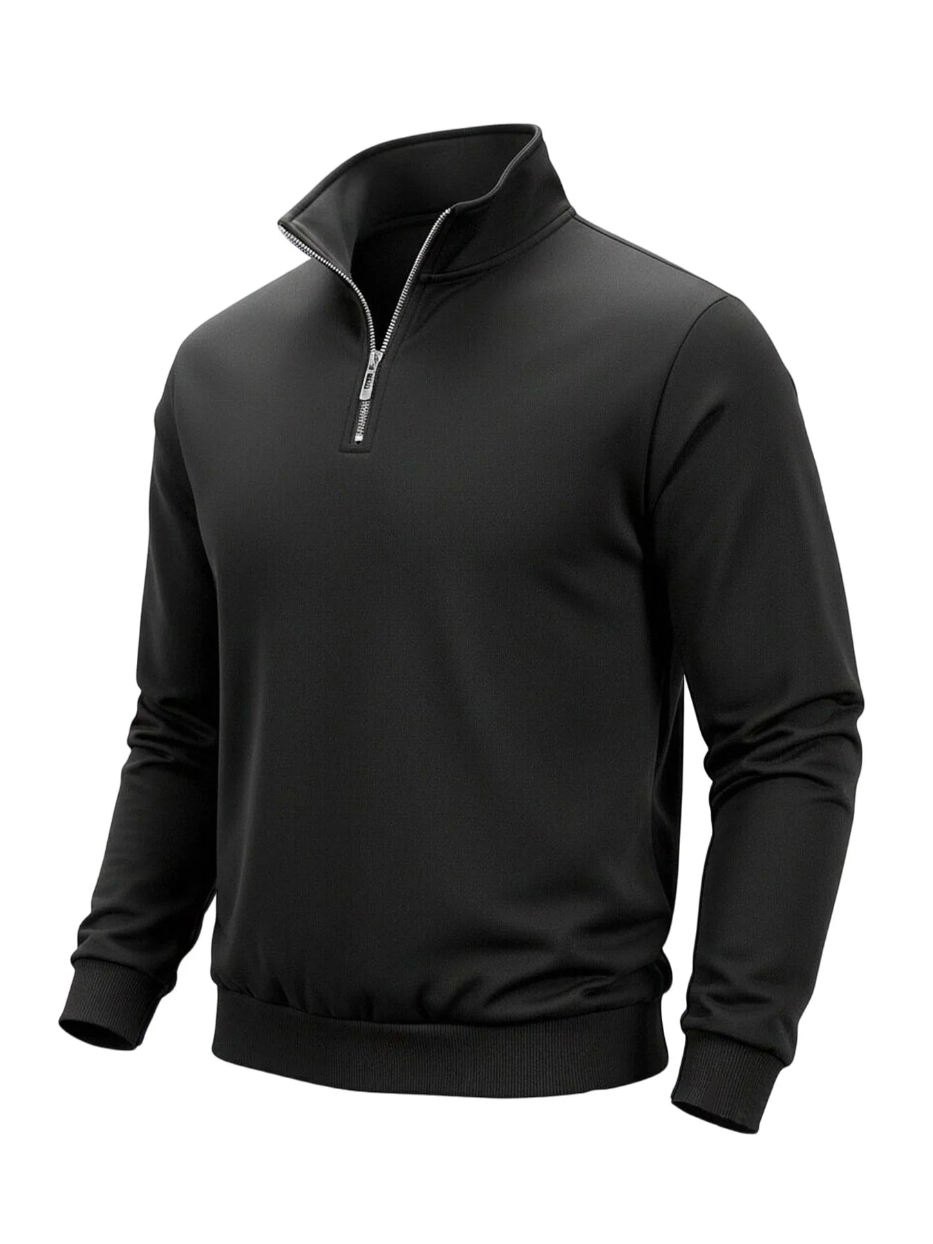 Sudadera Hombre Media Cremallera Cuello Alto Color Sólido