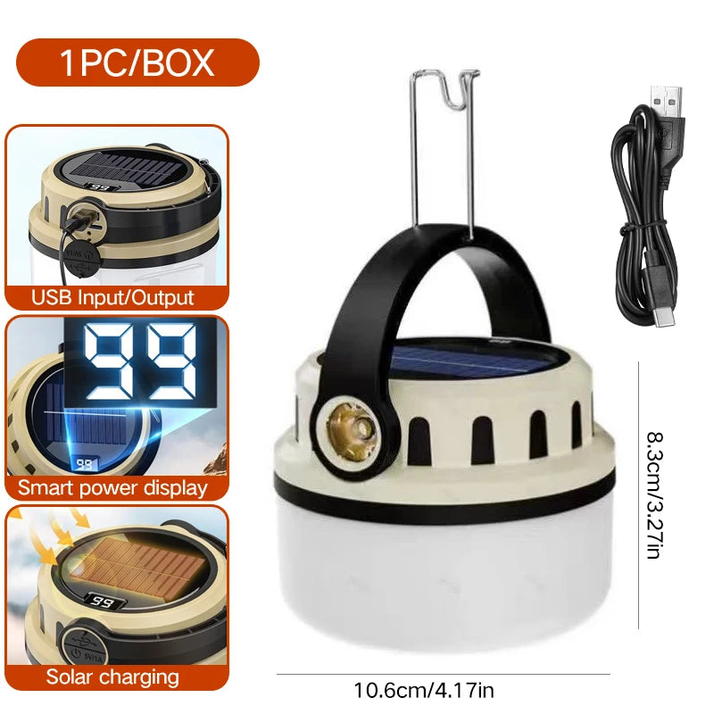 Lámpara Solar LED Portátil Para Camping  4 Modos de Luz