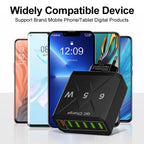 Cargador USB de 6 Puertos de Carga Rápida QC3.0 Para IPhone, Samsung, Xiaomi y Otros Dispositivos