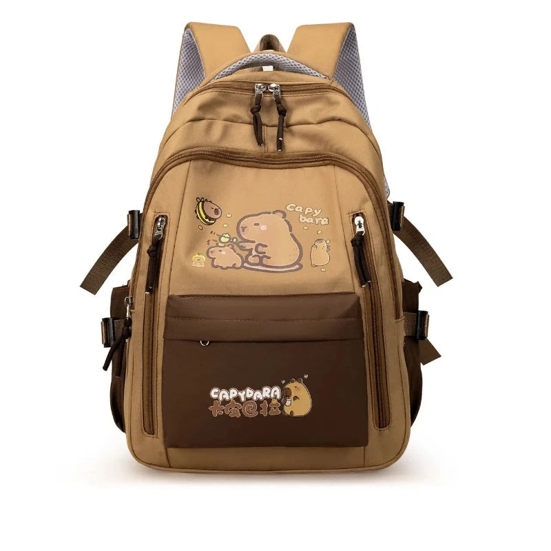 Mochila Escolar Kawaii Capybara – Set 3 Piezas para Niñas