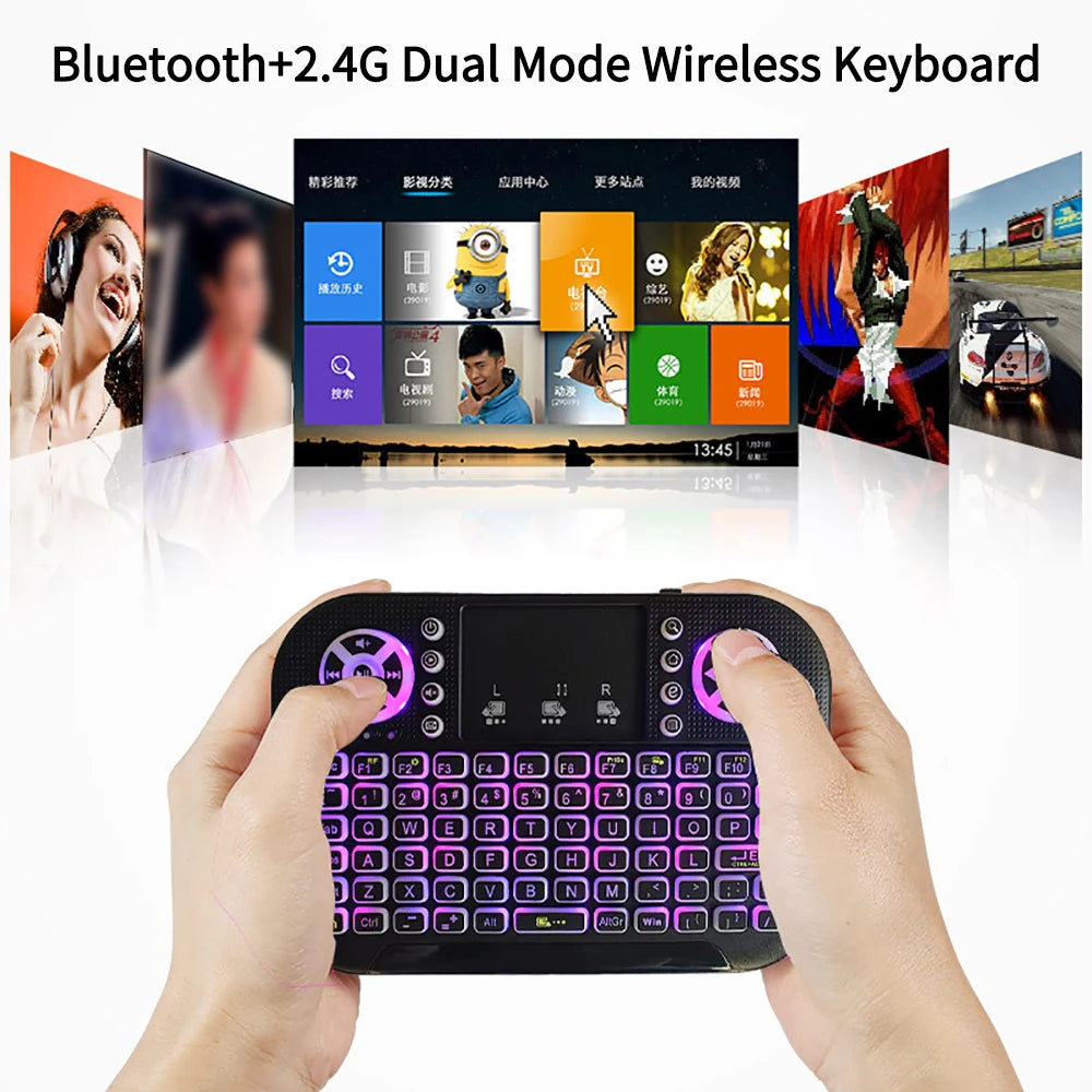 Mini Teclado Bluetooth A8 Modo Dual 2.4G Retroiluminado Androi Tv