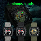 Reloj de Cuarzo CURREN 8461 Cuadrado Para Hombre con Cronógrafo, Correa de silicona