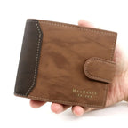 Portefeuille court en cuir PU pour homme avec bouton-pression