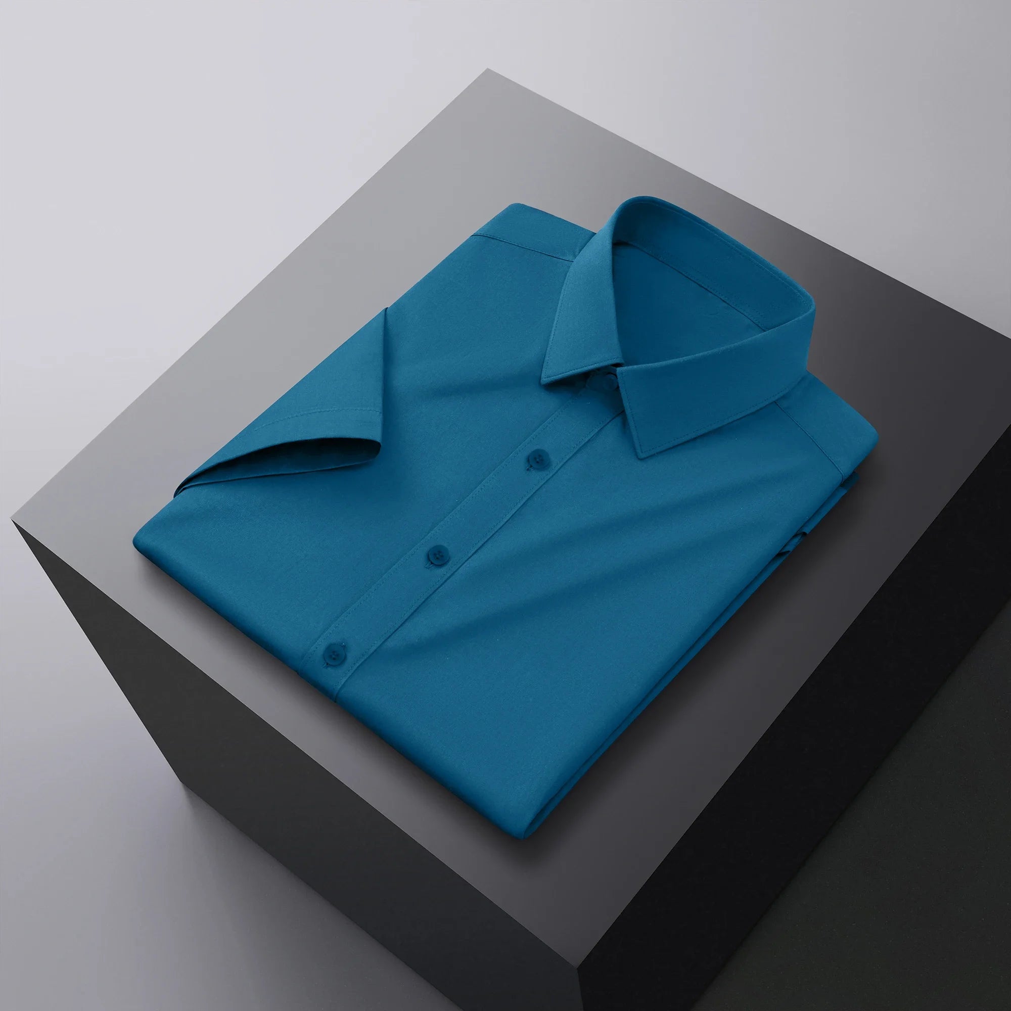 Camisa Hombre Manga Corta Color Sólido Anti arrugas