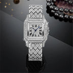 Montre de luxe dorée avec diamants Hip Hop pour femme