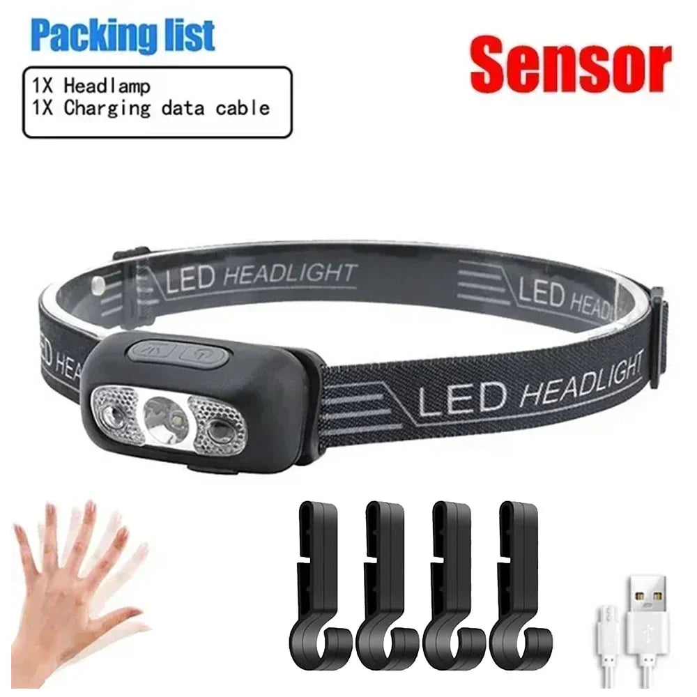 Linterna Frontal LED con Sensor de Inducción Camping