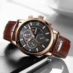 Montre Homme LIGE Luxe Quartz Cuir Sport Étanche