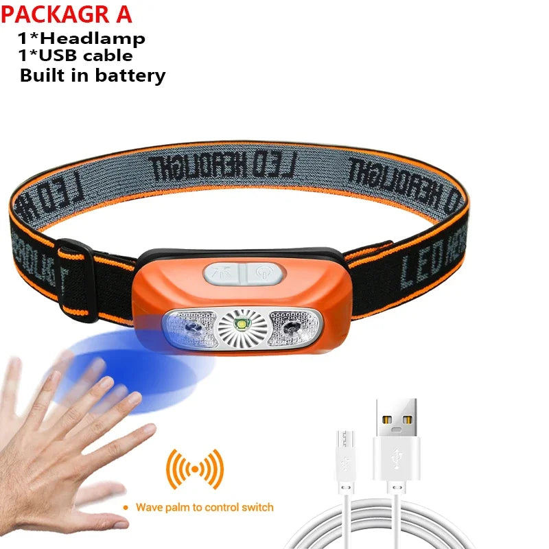 Linterna Frontal LED de Alta Potencia con Sensor