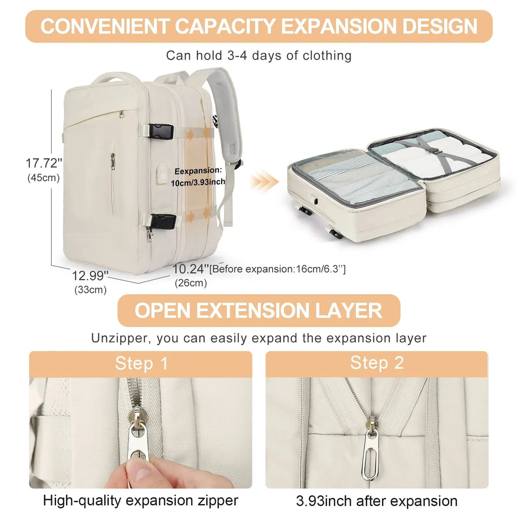 Mochila Likros Expandible 40L Impermeable Puerto USB