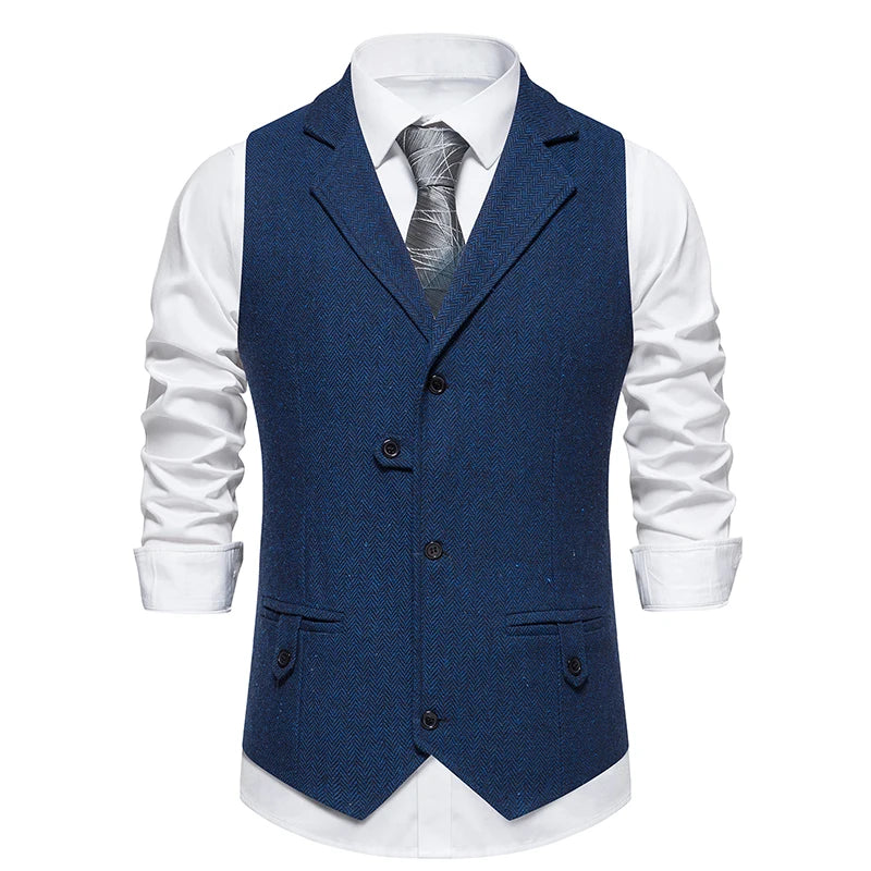 Chaleco de Traje Hombre Tela Espiga Formal
