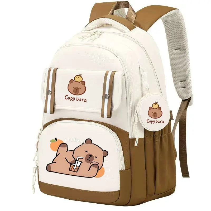 Mochila Capybara Cartoon Mujer Nylon Ultraligera Escolar