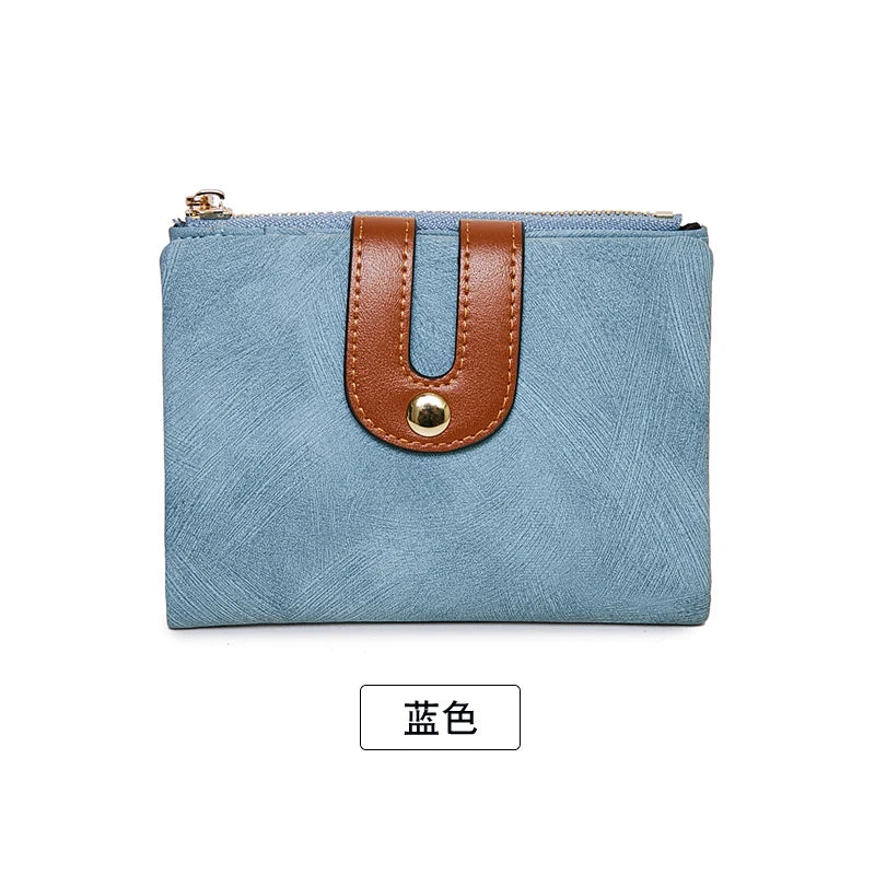 Billetera Corta de Cuero PU para Mujer con Gran Capacidad y Porta Tarjetas