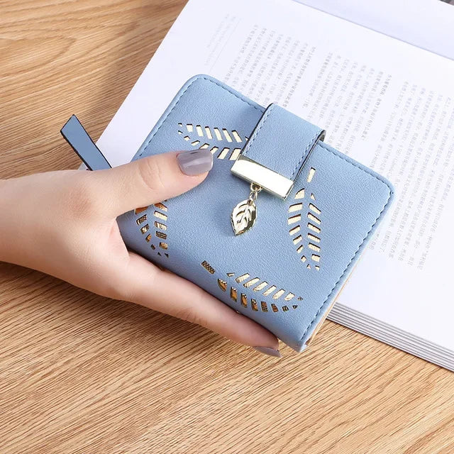 Cartera Larga Para Mujer Cuero PU Diseño de Hojas