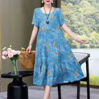 Robe décontractée à manches courtes, col rond et coupe ample