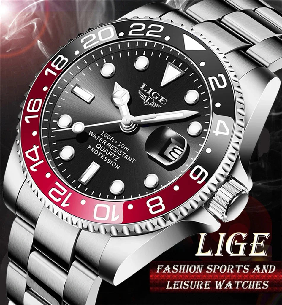 Montre LIGE LG10051 Acier Inoxydable Lumineuse et Résistante à l'Eau