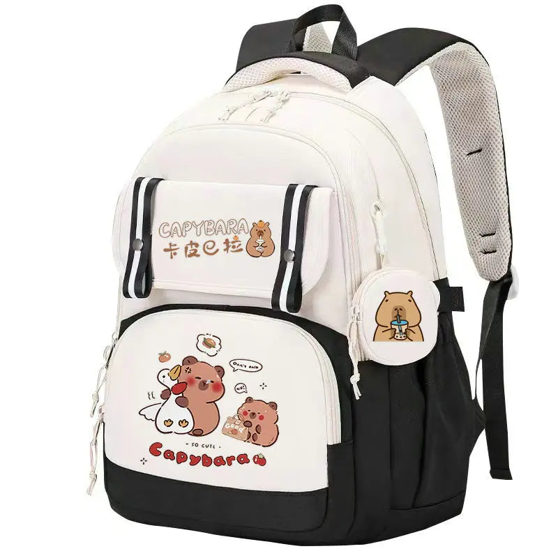 Mochila Capybara Cartoon Mujer Nylon Ultraligera Escolar