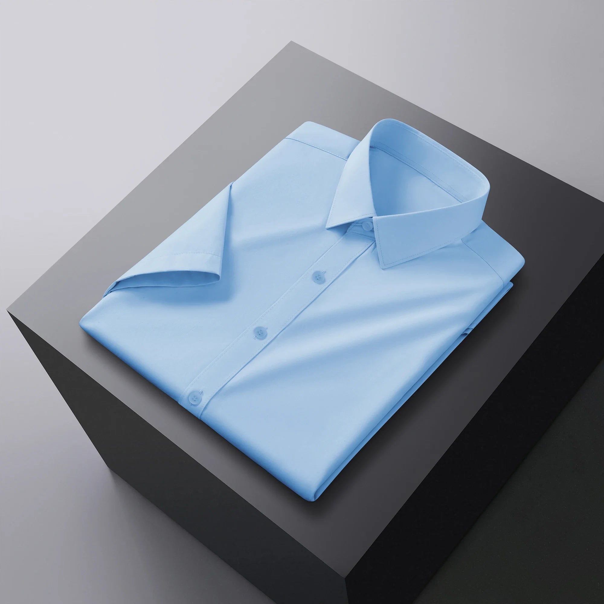 Camisa Hombre Manga Corta Color Sólido Anti arrugas