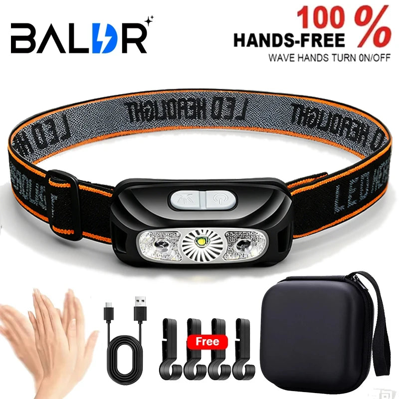 Linterna Frontal LED de Alta Potencia con Sensor