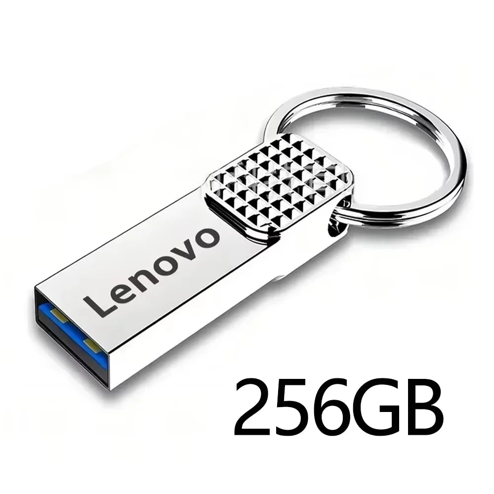 Clé USB Lenovo Mini Métallique de 32 Go, 64 Go et 128 Go, Argentée, avec porte-clés offert