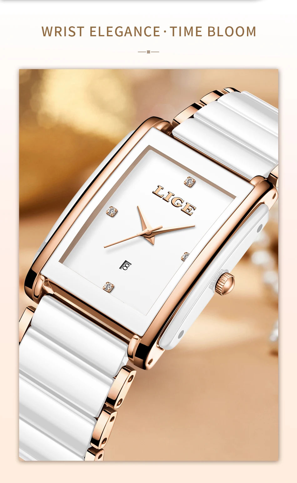 Montre LIGE LG89188 2026 Bracelet en céramique Résistante à l'eau