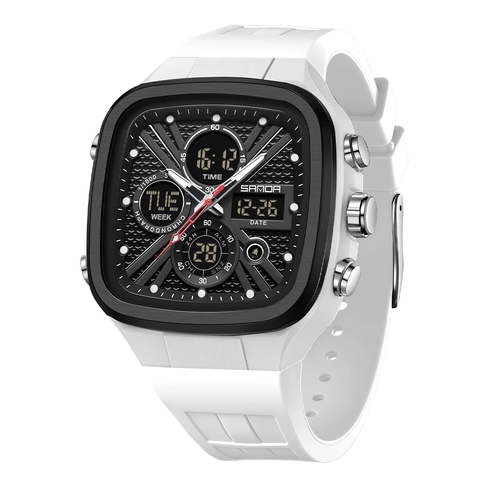 Reloj Deportivo SANDA 6387 Cuadrado Analógico Digital Para Hombre con Cronómetro