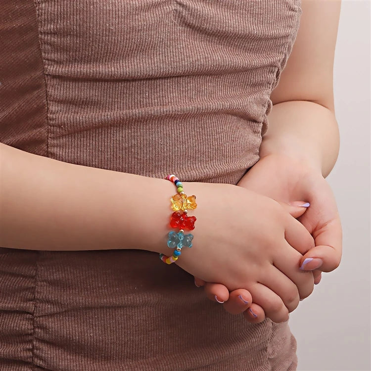 Conjunto de Collar y Pulsera Colgante Oso Bohemio