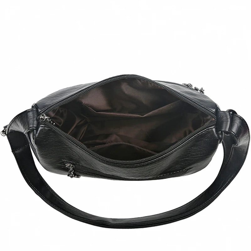 Bolso Cuero Suave Lujo Multipocket Cruzado Alta Calidad