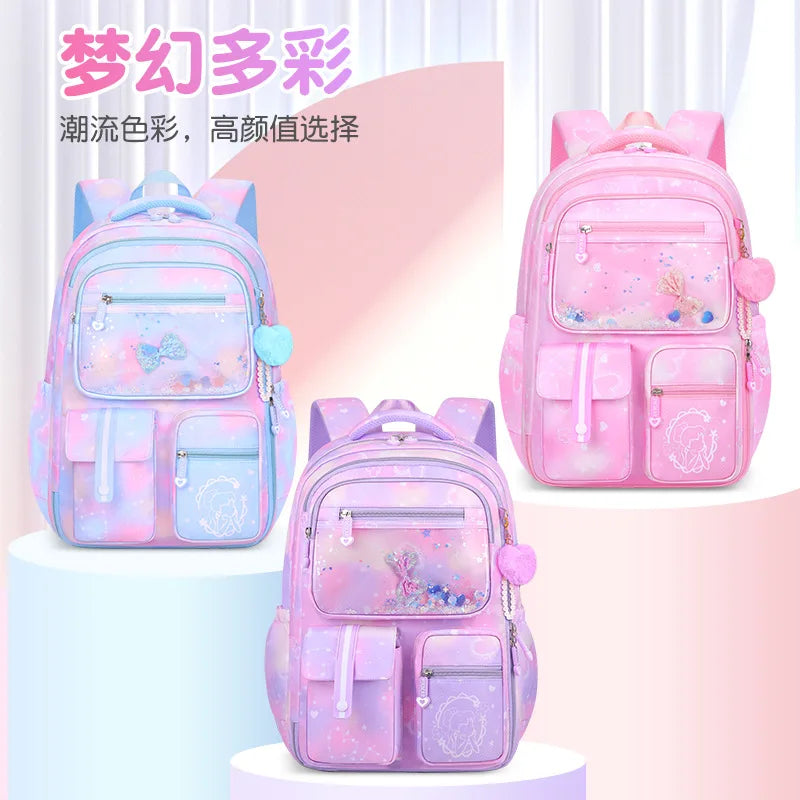 Mochila Escolar Para Niñas con Múltiples Bolsillos