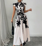 Robe élégante noir et blanc pour femme, pour le travail ou les rendez-vous