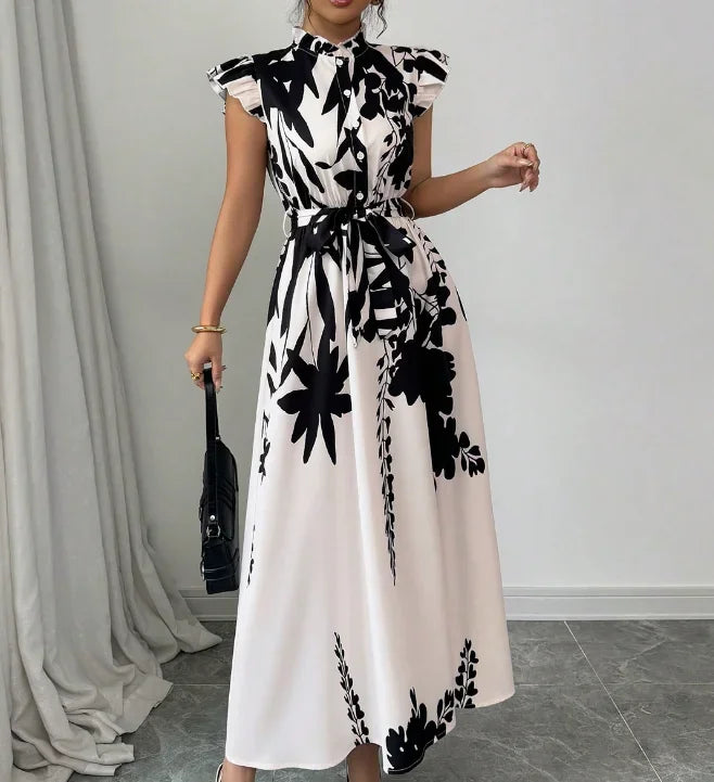 Elegant Black and White Dress for Women for Work/Dates