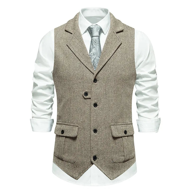 Chaleco de Traje Hombre Tela Espiga Formal