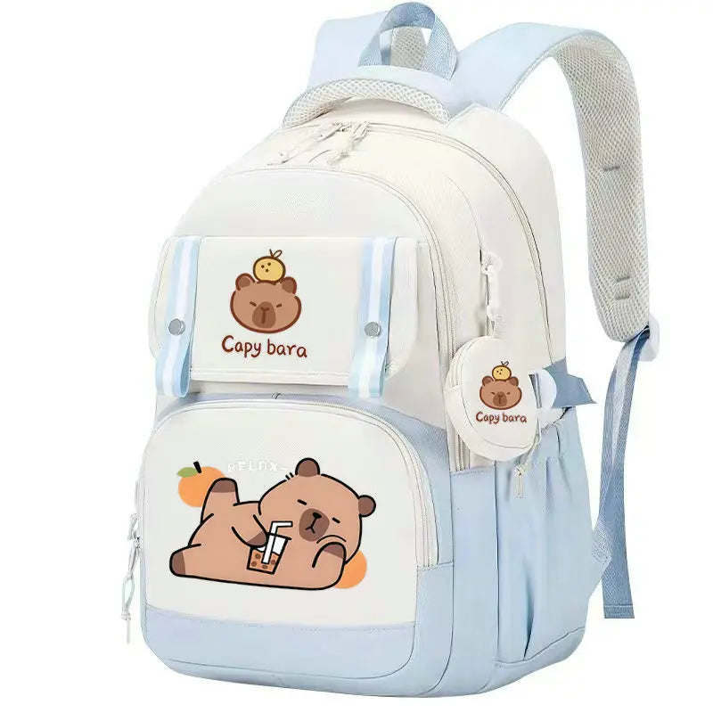 Mochila Capybara Cartoon Mujer Nylon Ultraligera Escolar